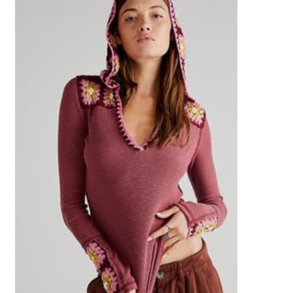NWT Free People Roswell Cuff Boho Crochet Long Sleeve Top